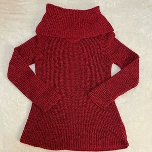 Preswick & Moore Red Black Heather Ribbed Cowl Neck Long Sleeve Sweater Wm Sz M